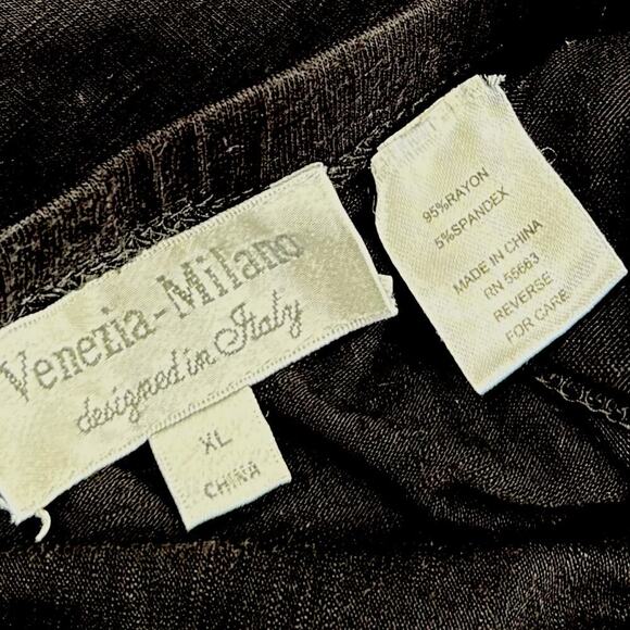 Venezia Milano Vintage Ruffled High Low Hem Stretchy Midi Skirt  Size XL Black - Picture 11 of 11